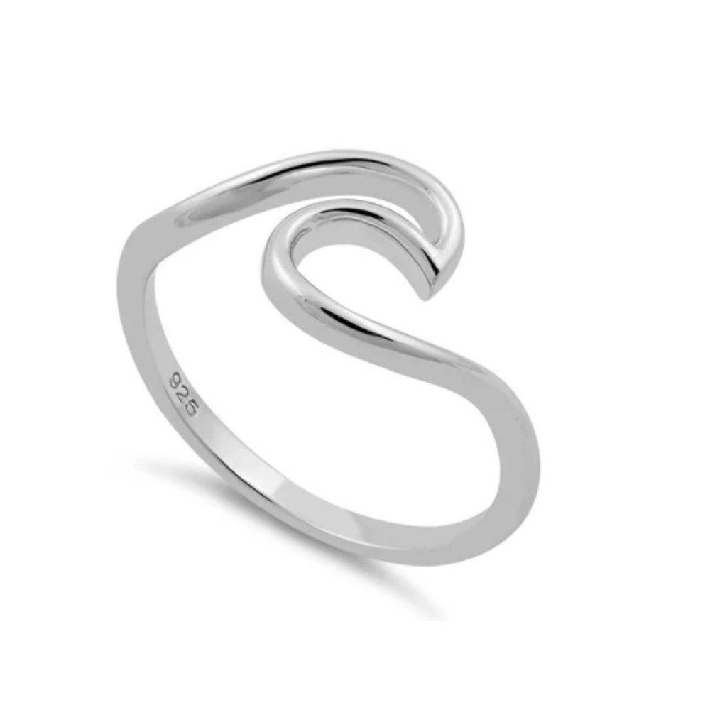 Sterling Silver 925 Ocean Wave Ring Dainty Beach Surf Band Size 6 7